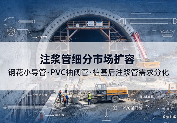 源汇注浆管细分市场扩容，隧道钢花小导管、PVC 袖阀管、桩基后注浆管需求分化